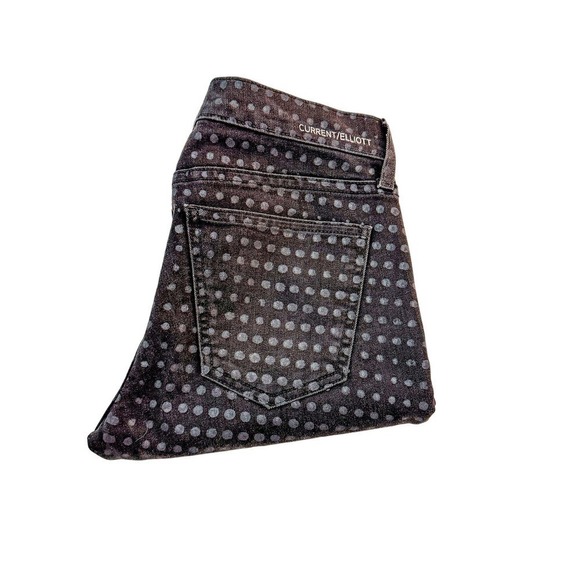 Current Elliott The Stiletto Black Polka Dot Skinny Denim Jeans Size 27 - Picture 1 of 9
